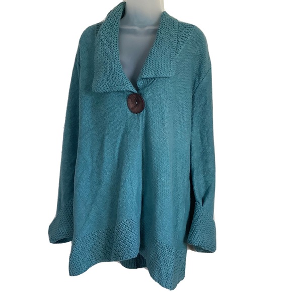 Willow Sweater XL Raglan Cardigan Big Button 100% Cotton Knit Vintage USA Made - Picture 1 of 12